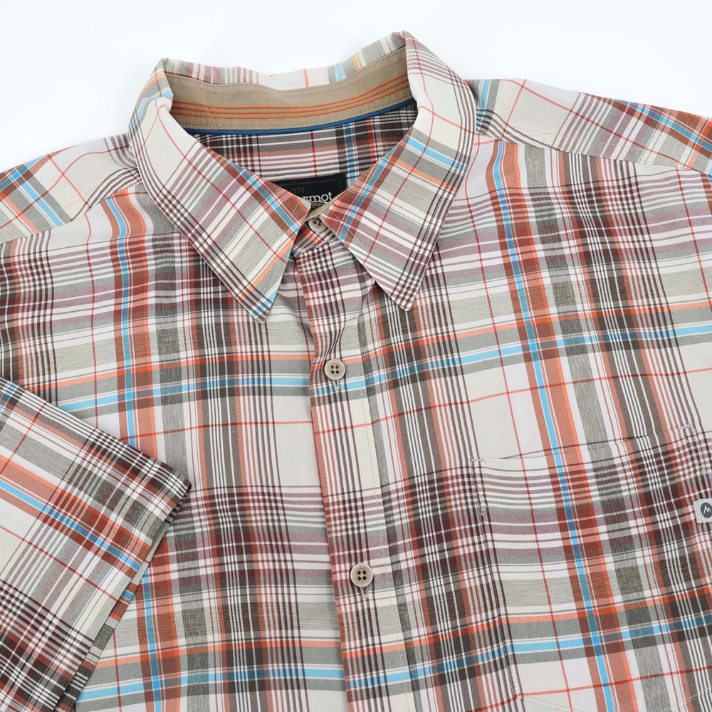 Marmot XXL Plaid‎ Short Sleeve Button Up Shirt Mens Casual